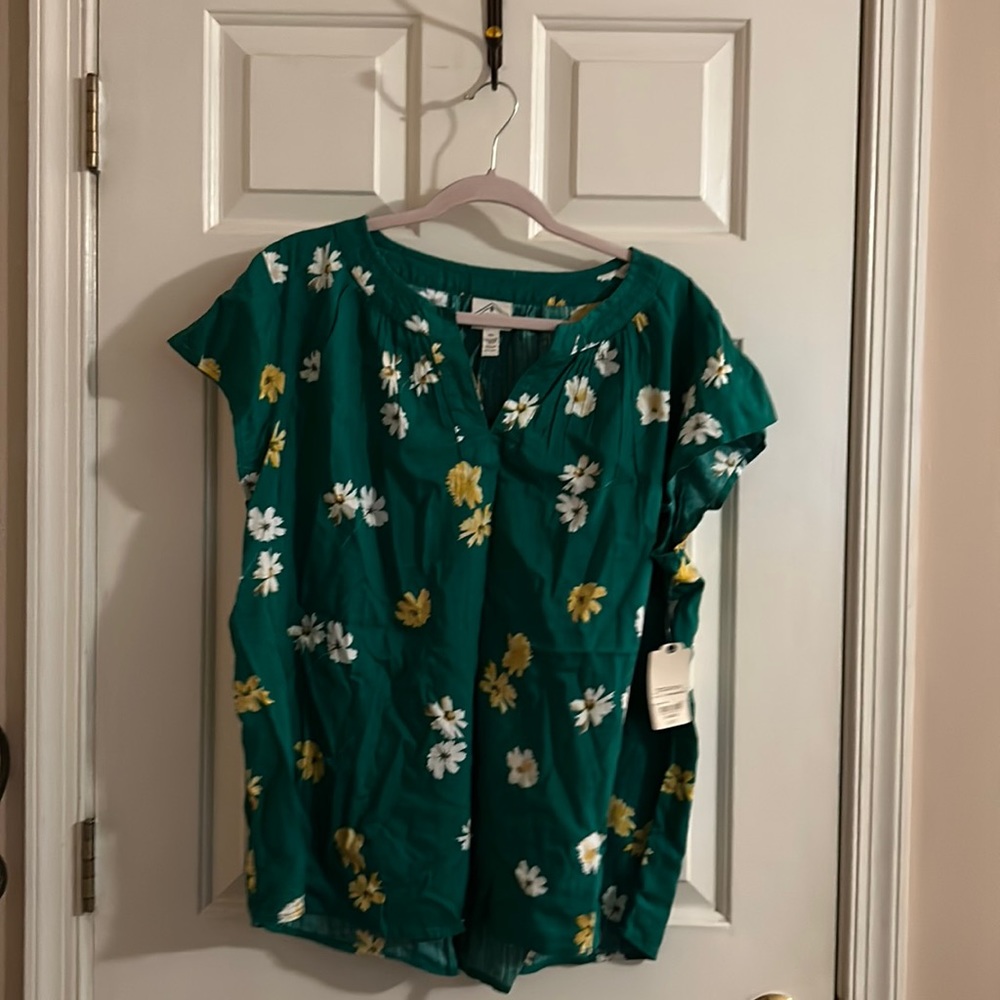 At Johns Bay Green Floral Top XXL